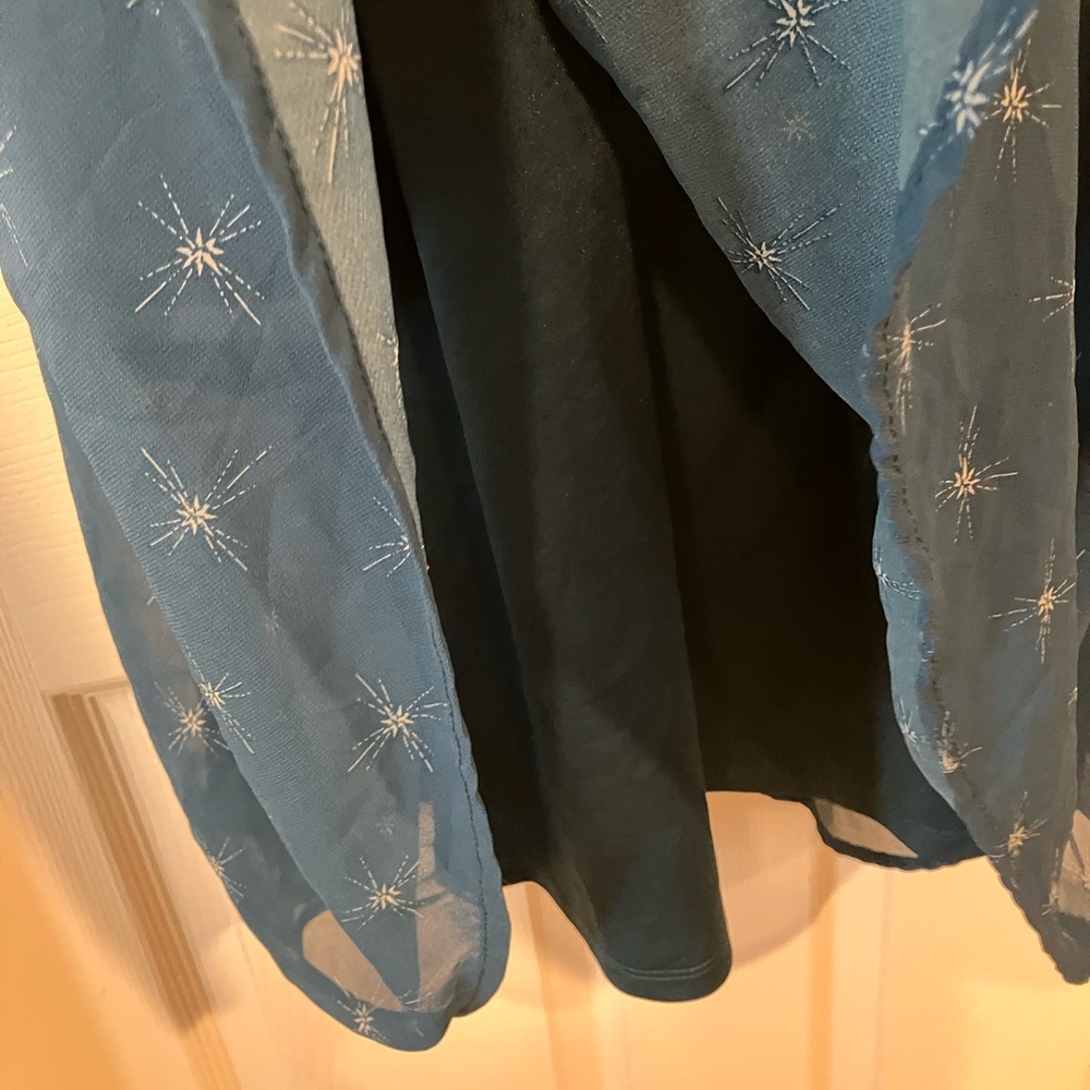 Torrid Midi Chiffon Pleated Dress Pockets Teal Starburst Flowy Elegant 4 4X 26 - Picture 12 of 16